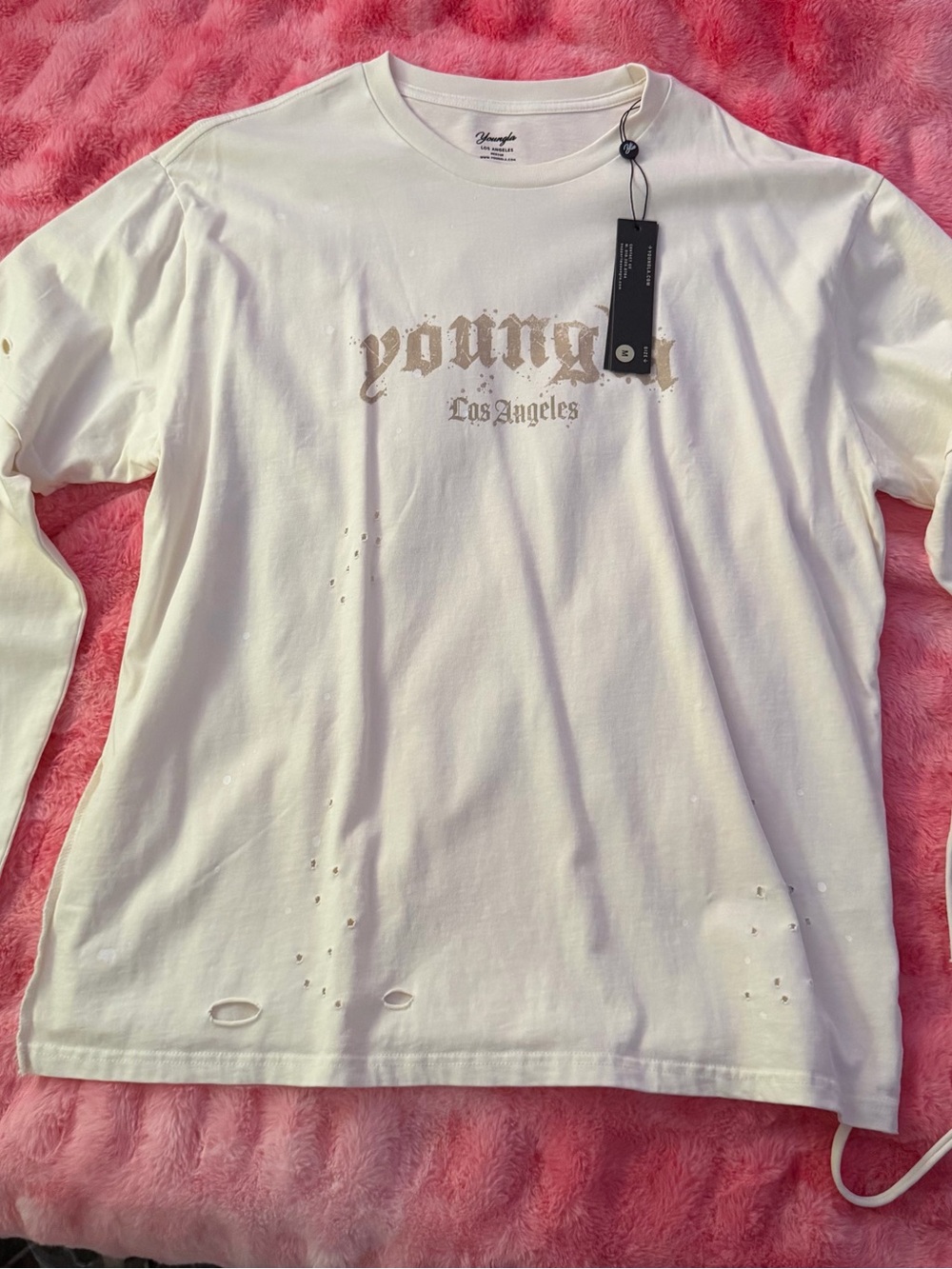 YoungLA Womens Distressed Ravage Oversized Long Sleeved T Shirt